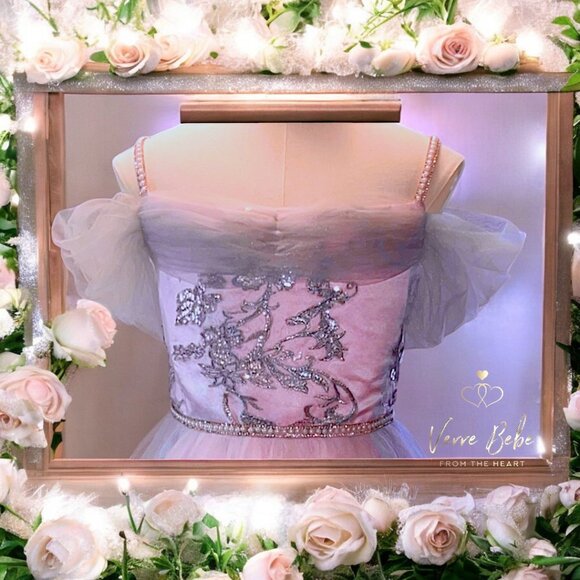 New Girls Pink Cinderella Gown with Silver Trim - Picture 5 of 5